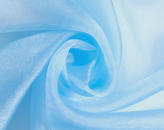 Baby Blue Sparkle Crystal Organza Fabric - 60" Wide - By The Yard