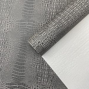 Charcoal Crocodile Marine Vinyl Fabric: Waterproof Outdoor Upholstery - Auto/Boat