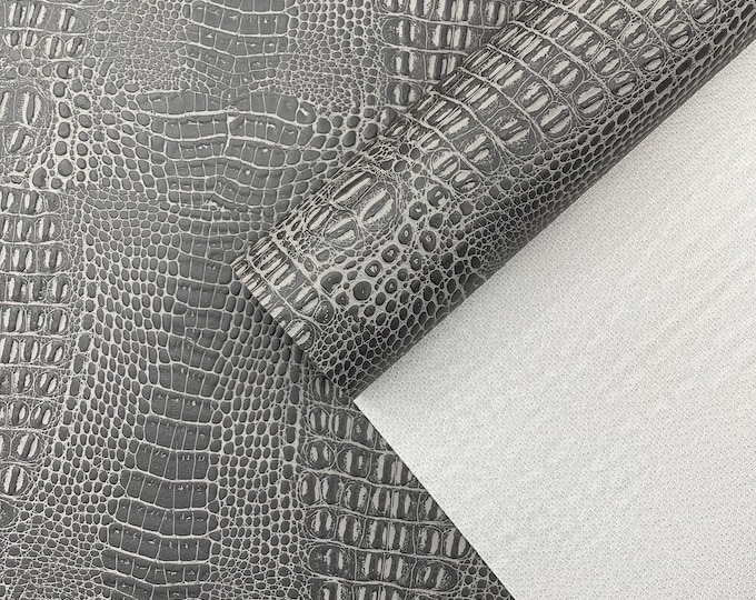 Charcoal Crocodile Marine Vinyl Fabric: Waterproof Outdoor Upholstery - Auto/Boat