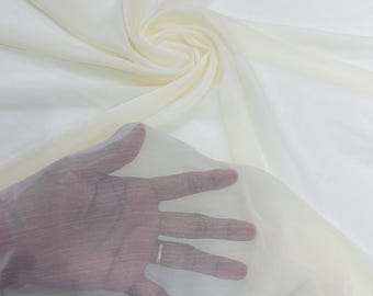 Ivory Two-Tone Chiffon Fabric: 100% Polyester Bridal Fabric By The Yard