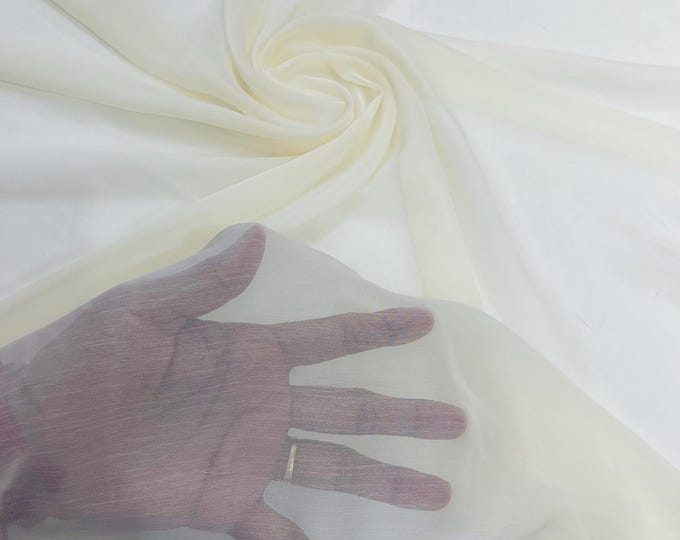 Ivory Polyester Two-Tone Chiffon Fabric by the Yard, Bridal Chiffon Fabric, Two-Tone Chiffon Fabric | Chiffon Two Tone Sheer Fabric