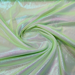 Mia&#39;s Fabrics Inc, Crush Iridescent Lime Green Shimmer Organza Fabric 45&quot; Wide, C#9 Sells by The Yard