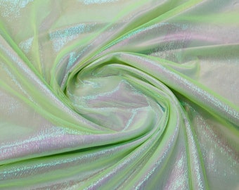 Mia's Fabrics Inc, Crush Iridescent Lime Green Shimmer Organza Fabric 45" Wide, C#9 Sells by The Yard