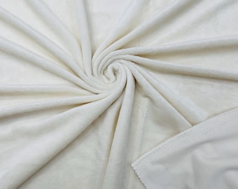 Ivory Minky Fabric By The Yard, Ultra Soft Fabric, 3.mm Pile, 2 Way Stretch Minky Fabric, 60” Wide Used for Blanket
