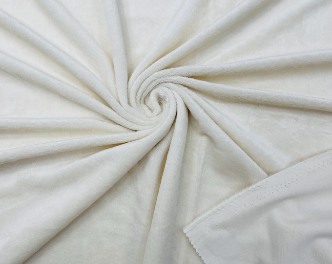 Ivory Minky Fabric By The Yard, Ultra Soft Fabric, 3.mm Pile, 2 Way Stretch Minky Fabric, 60” Wide Used for Blanket