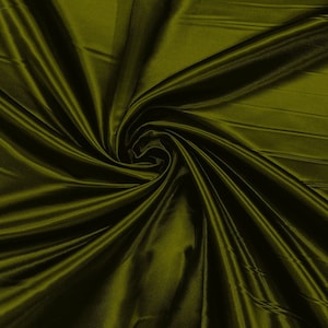 Tecido de cetim brilhante verde oliva: charmeuse de poliéster com 152 cm de largura
