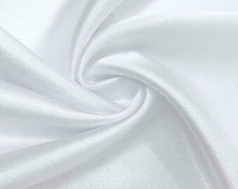 White Stretch Imitation Silk Satin Charmeuse - 2 Way Slight Stretch- 58/60" - (Choose The Quantity)