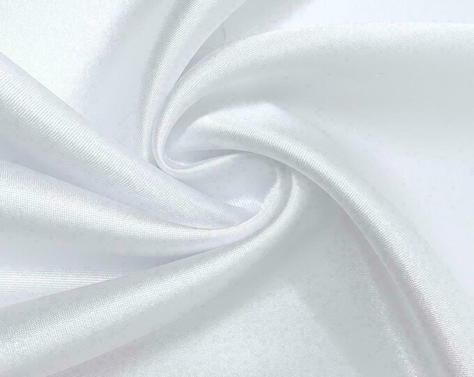 White Stretch Imitation Silk Satin Charmeuse - 2 Way Slight Stretch- 58/60" - (Choose The Quantity)