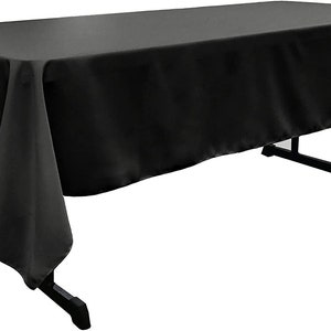 60&quot; Wide Black Polyester Poplin Rectangular Tablecloth, Polyester Rectangular Cloth Table Covers for All Events (Pick a Size)