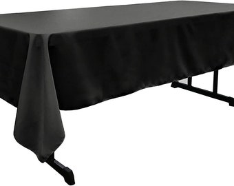 Black Polyester Tablecloth: 60" Wide Rectangular Table Cover