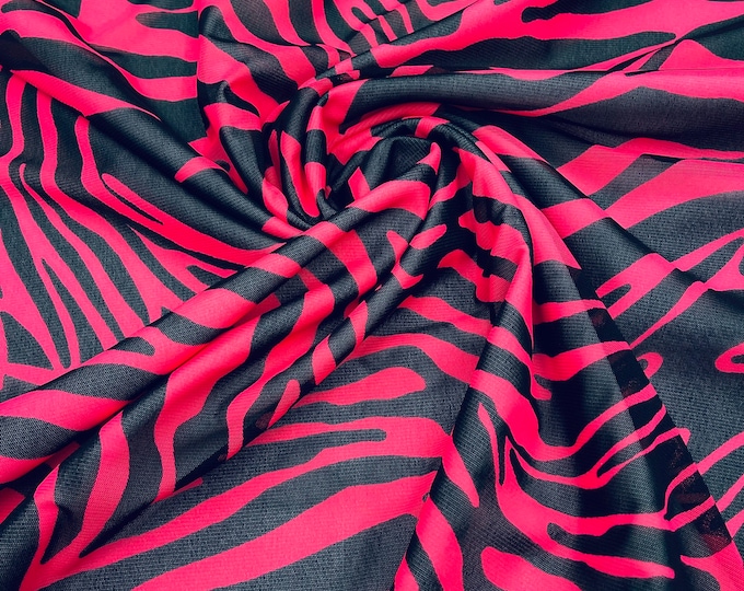 Tiger Spotted Printed Power Mesh Fabric | Tiger Design | 60" Wide 4 Way Stretch | Print Exotic Tiger | by the yard