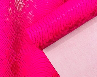 Hot Pink Faux Viper Snake Skin Vinyl-faux Leather-3D Scales-sold Vinyl For upholstery  By The Yard