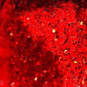 Red Sequin Stretch Velvet Fabric: 5mm Shining Sequins, 2-Way Stretch (58/60&quot;)
