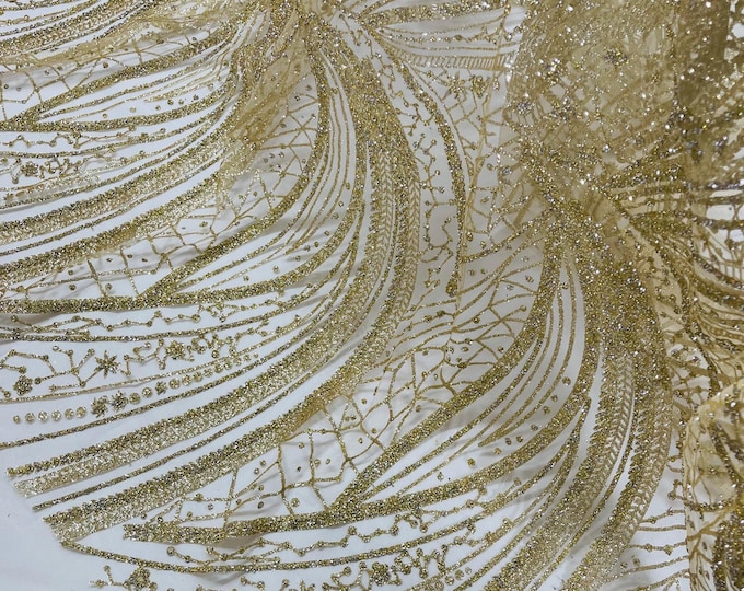 Champagne Silver Rhinestones Glitter Fabric on a Mesh By The Yard | Fashion Desing Glitter Rhinestones on Mesh Fabric, Wedding Bridal/Prom