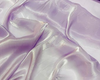 Lavender Shimmer Chiffon Fabric: Ultra Glossy Bridal Liquid Crystal