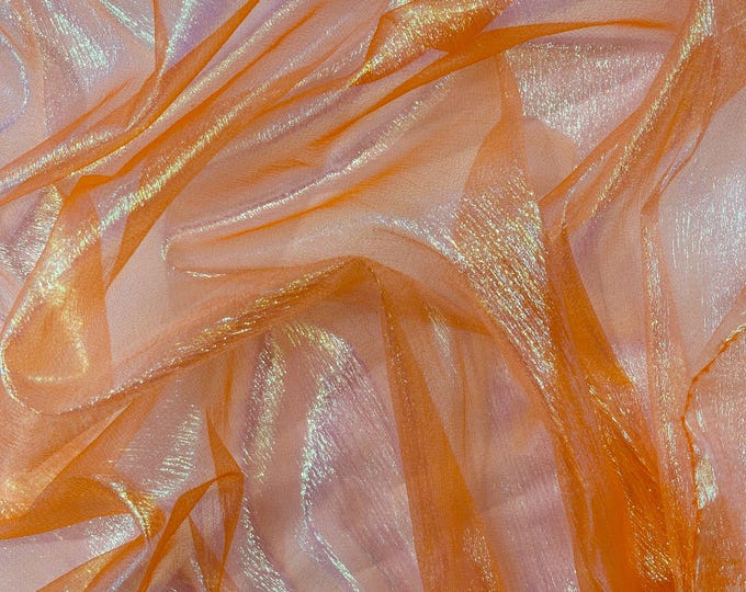 Orange Iridescent Crush Organza Fabric - 45" Wide - By The Yard