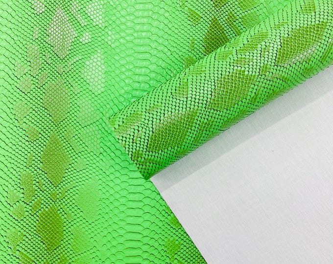 Poison Green Faux Viper Snake Skin Vinyl-faux Leather-3D Scales-sold Vinyl For upholstery  By The Yard