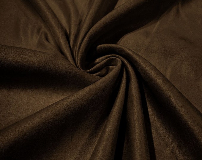 58" Faux Micro Suede Fabric - Chocolate - Polyester Micro Suede Fabric for Upholstery / Crafts / Costume Sold By The Yard