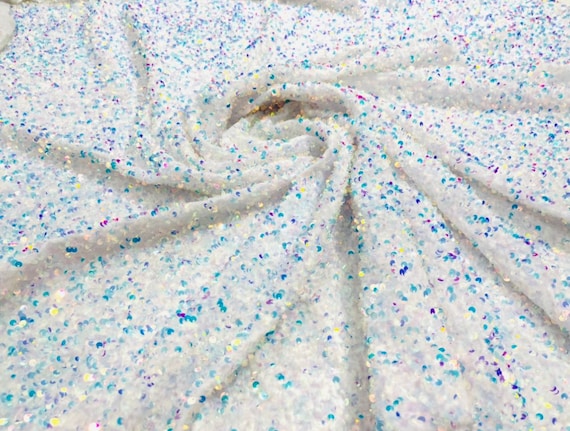 All Over Sequins - Iridescent Blue and White