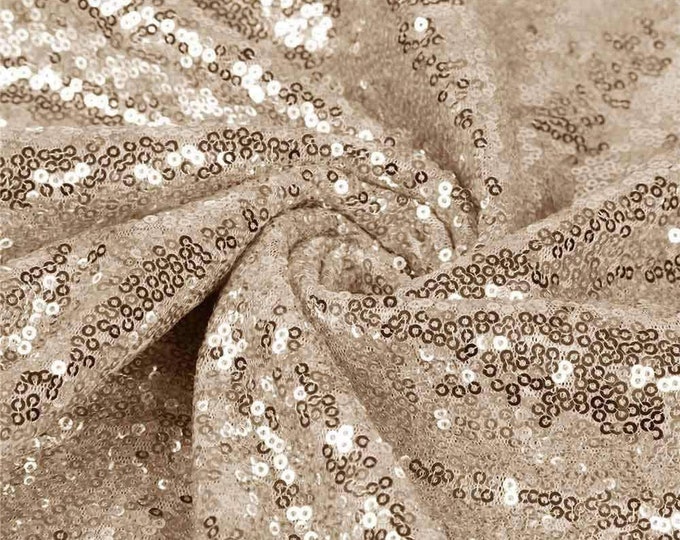LT Gold Sequin Fabric Mini Glitz Sequins, By The Yard Sequin Fabric Dresses-Nightgowns-Prom Gown (Choose The Quantity)