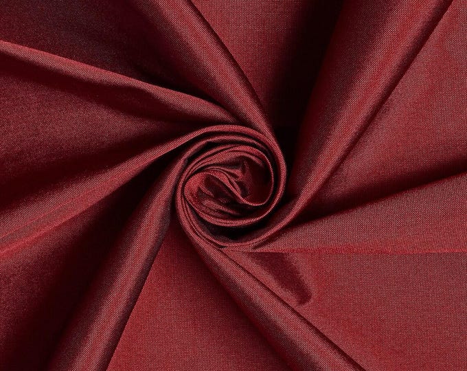 Burgundy Taffeta Stretch Fabric 2-Way Stretch, Spandex Polyester 58" Wide Sold by The Yard