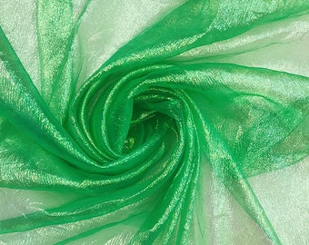 Lime Green Iridescent Crush Organza Fabric - 45" Wide - By The Yard