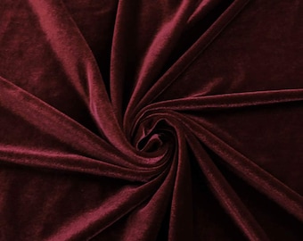 Mia Fabrics Burgundy Stretch Velvet Fabric 60'' Wide, Sewing, Apparel, Costume, Craft {Choose quantity}