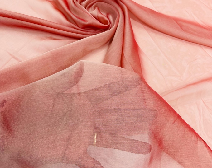 Coral Polyester Two-Tone Chiffon Fabric by the Yard, Bridal Chiffon Fabric, Two-Tone Chiffon Fabric | Chiffon Two Tone Sheer Fabric