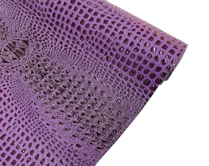 Purple Gator 3D Embossed Vinyl Fabric - By Yard Glossy Crocodile 2 Tone Faux Leather