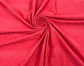 Red Matte Schlangen-Print Spandex Stoff: Bekleidung, Leggings, Kostüm - 60 "Breit