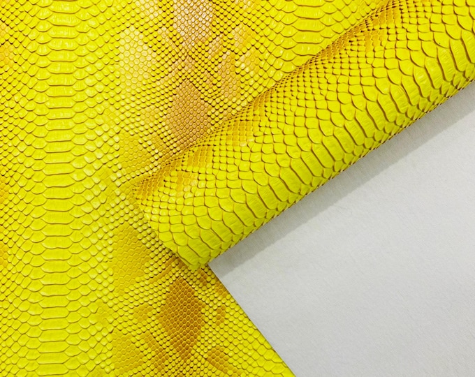 Neon Yellow Faux Viper Snake Skin Vinyl-faux Leather-3D Scales-sold Vinyl For upholstery  By The Yard