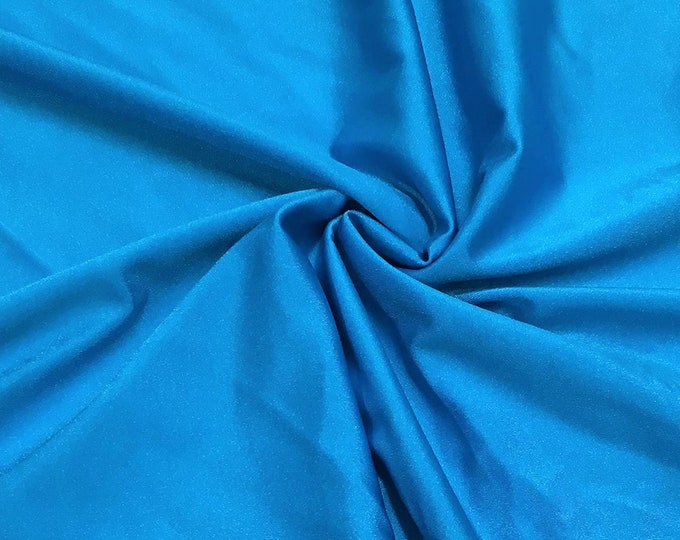 Turquoise Shiny Milliskin Nylon Spandex Fabric 4 Way Stretch Prom-Gown-Dress, 58" Wide Sold by The Yard (Pick a Size)