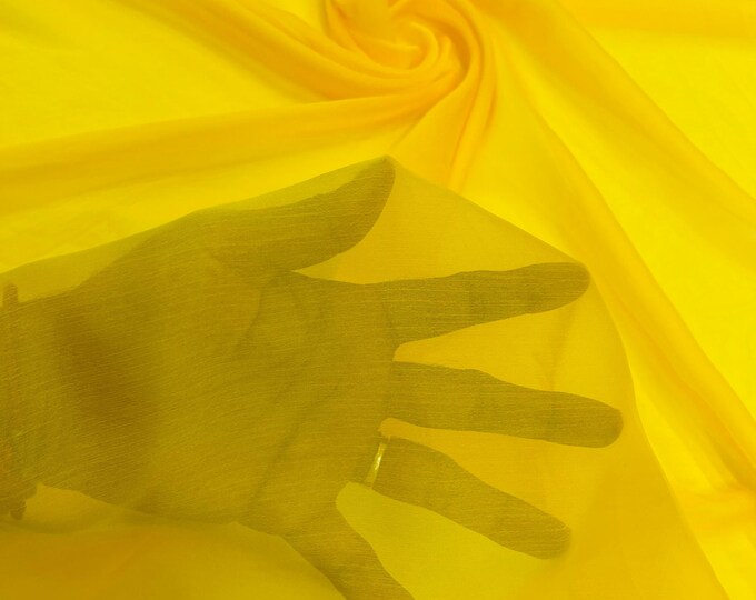 Yellow Polyester Two-Tone Chiffon Fabric by the Yard, Bridal Chiffon Fabric, Two-Tone Chiffon Fabric | Chiffon Two Tone Sheer Fabric