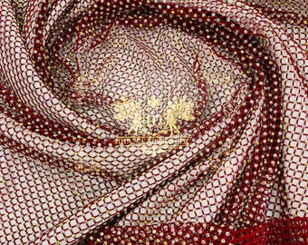 Burgundy Rhinestone Fishnet Fabric: Iridescent Crystal Spandex - Sold by the Yard