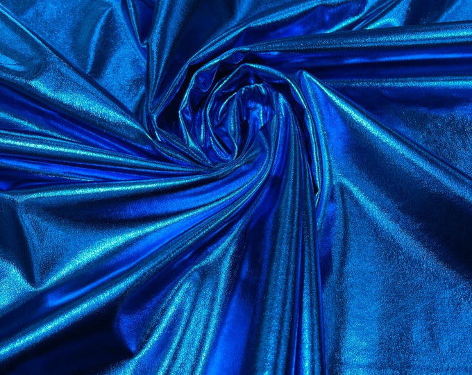 Metallic Foil Spandex Fabric - Turquoise - Sold By The Yard Spandex Lame Fabric 2 Way Stretch Shiny DIY Apparel Accessories Lining