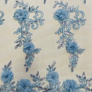 Baby Blue 3D Floral-flower Lace Fabric by the Yard - Etsy
