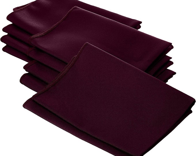 Burgundy Polyester Poly Poplin Napkin 18 by 18-Inch, Napkins Ideal for Parties, Weddings and Dinners