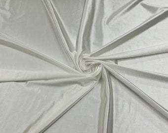 Off-White Shiny Polyester Spandex Fabric: 4-Way Stretch, Costume & Swimwear