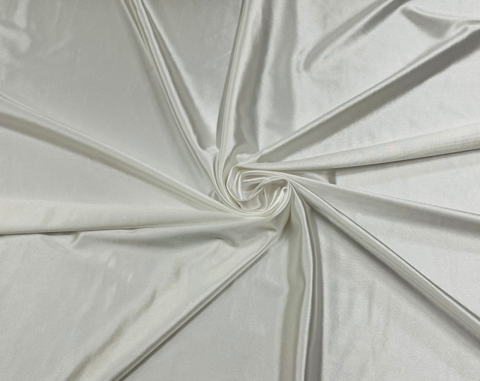 Spandex Luxury Fabric - Off-White - Shiny Polyester Spandex Stretch Fabric Sold By The Yard - 20% Spandex (Pick a Size)