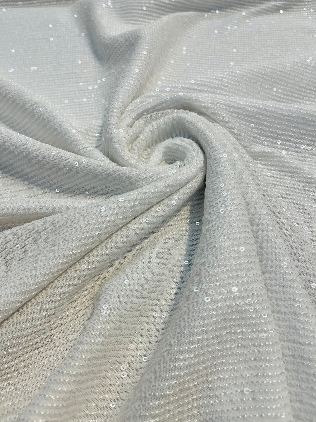 White Mille Striped Stretch Sequins by the Yard Lace 4 Way Etsy