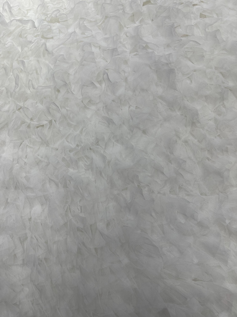 Subtle Ruffle Off White Tulle Ruffle Fabric, 60