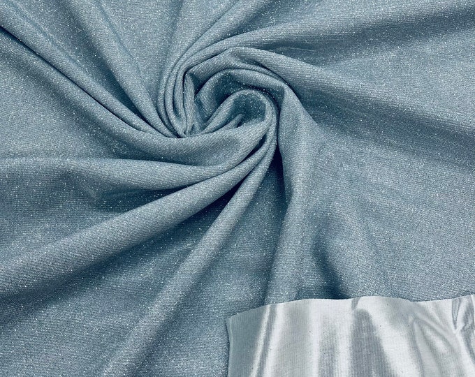 Gray Shimmer Fabric by yard, Stretch Glitter Fabric | Luxury Sparkle Fabric | Glimmer | Gray Glitter Fabric for Prom-Gown-Backdrop