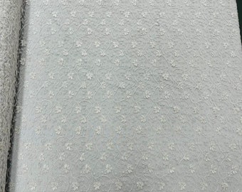 Metallic White Floral Embroidered Lace Fabric - Scalloped Edge by the yard