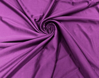 Grape Purple Shiny Milliskin Nylon Spandex Fabric 4 Way Stretch Prom-Gown-Dress, 58" Wide Sold by The Yard (Pick a Size)