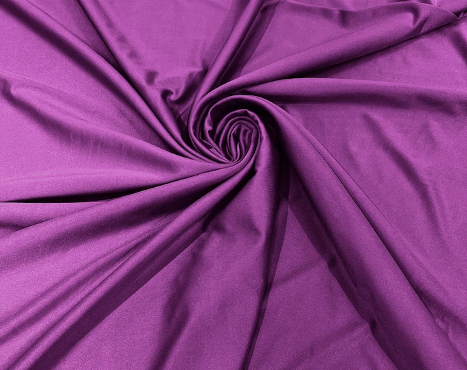 Grape Purple Shiny Milliskin Nylon Spandex Fabric 4 Way Stretch Prom-Gown-Dress, 58" Wide Sold by The Yard (Pick a Size)