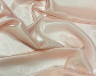 Blush Water Shine Ultra Glossy Shimmer Bridal Chiffon By Yard, Liquid Crystal Chiffon Fabric, Liquid Bridal Chiffon