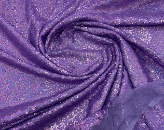 Holographic Lavender Sequin Fabric: Mini Glitz Polyester by the yard