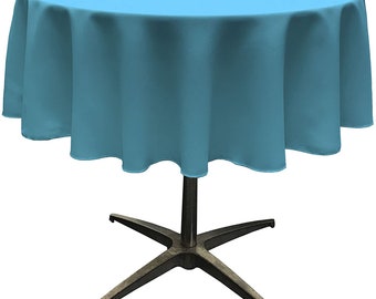 Mia's Fabrics Inc, Turquoise Tablecloth Polyester Poplin Tablecloth Inch Round Banquet Cloth, Wrinkle Resist Quality (Pick a Size)