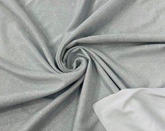 Silver Shimmer Fabric: Stretch Glitter Spandex, Luxury Gown Backdrop