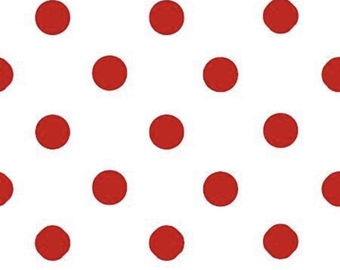Mia's Fabrics Inc, White/Red Small Polka Dot Poly Cotton Fabric by The Yard, 58”/60” (Pick a Size)